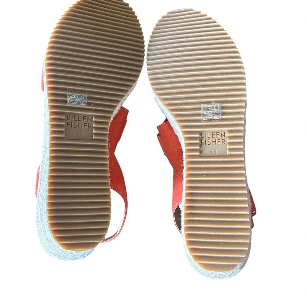 Eileen Fisher Coral Suede Espadrille Wedge Sandals